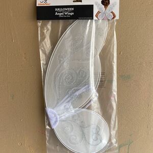 Girls White Glitter Angel Wings Child One Size Halloween Costume Accessory